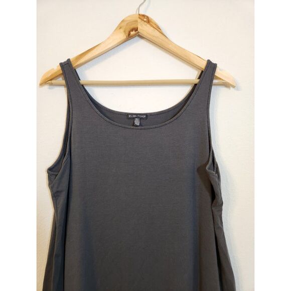 Eileen Fisher Charcoal Gray Sleeveless Tank Dress | Size L - Picture 2 of 8